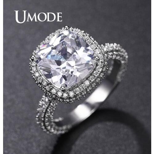 UMODE Minimalist Luxury Wedding Ring For Women With Clear Stone Elegant Modest Luxury Engagement Jewelry Ring For Girls UR0576A