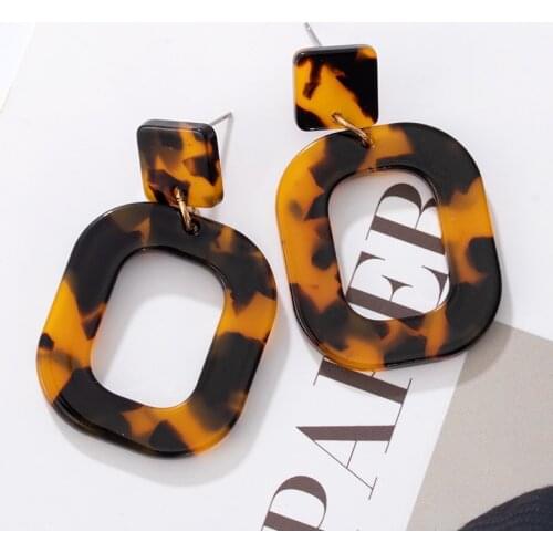 Fashion Acrylic Statement Drop Earrings For Women Vintage Geometric Brown Oval Round Dangle Earrings 2021 Trend Wedding Jewelry