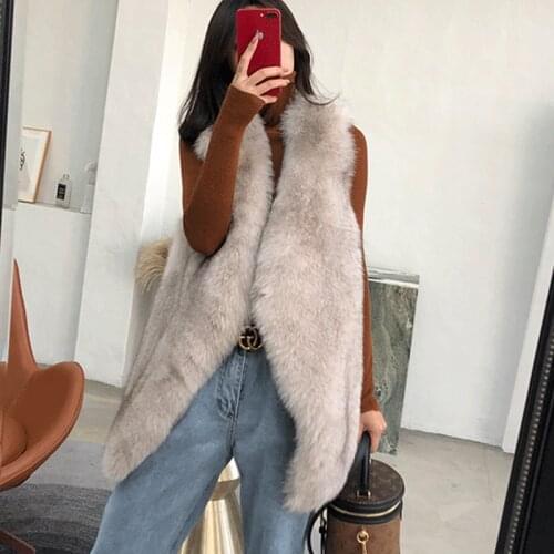 2020 Winter New Women Full pelt Real Fox Fur Vest Ladies warm Gilets Customized Fur waistcoat