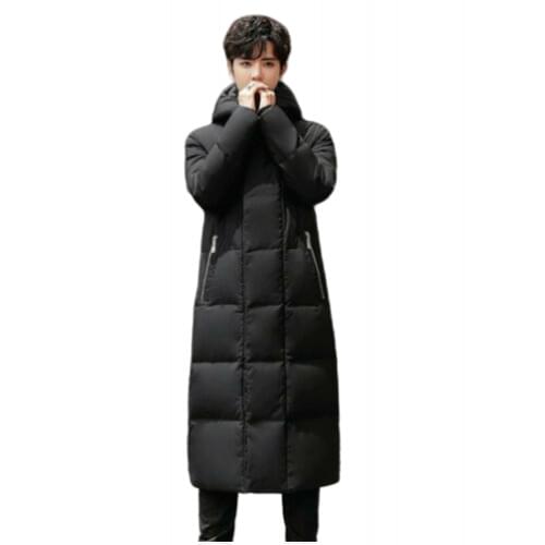 Winter mens coat full length duck down coat outdoor hood DXM-0003