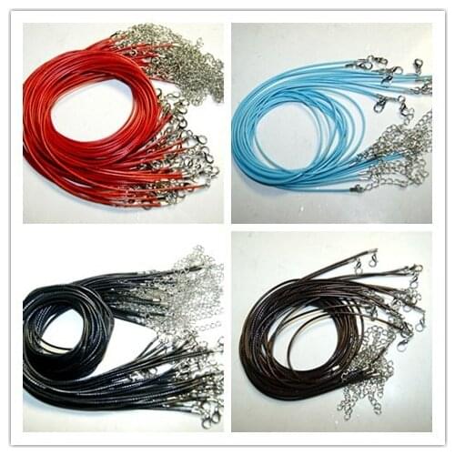 10 pz / Batch 2 MM A Variety Of Colors Leather Braided Rope Like Cable Chain Nnecklace Which Buckle Silver String Rope 48 CM