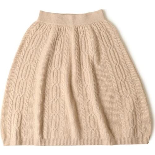 100%cashmere twisted knit women fashion skirt 2colors wholesale retail