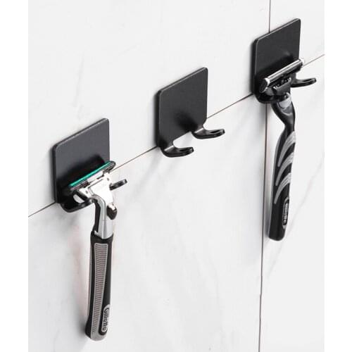 2 Pcs Punch Free Razor Holder Storage Hook Wall Men Shaving Shaver Shelf for Man Bathroom Accessories
