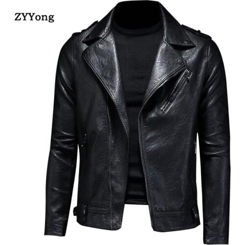 2020 Mens Leather Jacket zipper design High Quality Leather Brown Men Jacket Leather Men Jacket And Coat
