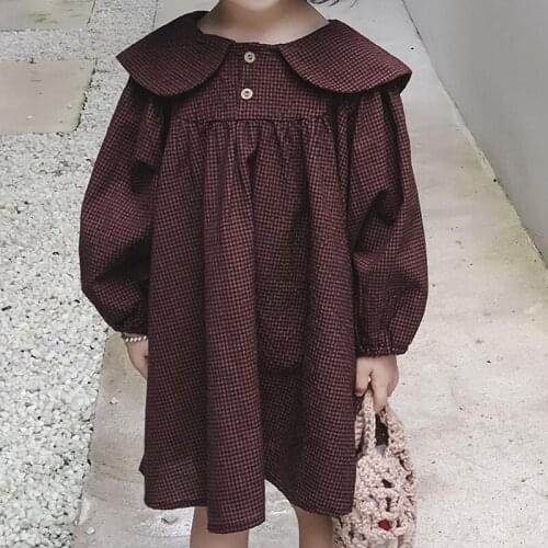 2021 Spring Autumn Casual Dresses Plaid dress Girl Clothes Kid Clothes Girl Children Dress Childrens Costume