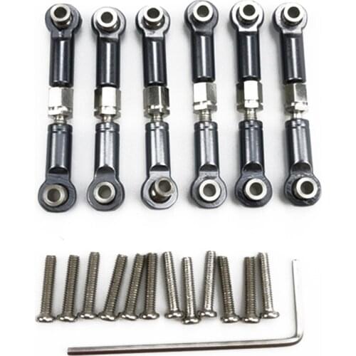 6Pcs Adjustable Metal Linkage Pull Rod Front /Rear Servo Link for Wltoys A949 A959 A969 A979 K929 RC Car Upgrade Spare,Grey
