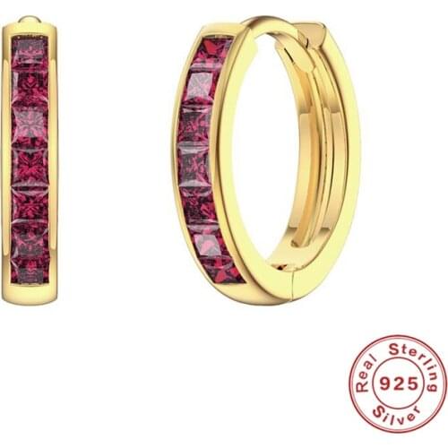 AIDE 925 Sterling Silver Huggie Earrings For Women Green Pink Zircon Hoop Earring Piercing Pendientes Girl Gift Aros Colores CZ