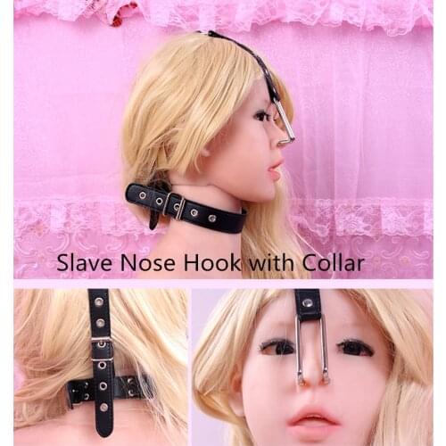 BDSM Neck Collar Bondage Restraints Nose Hook Bondage Fetish Slave Femdom Metal Hook for Adult Games Unisex