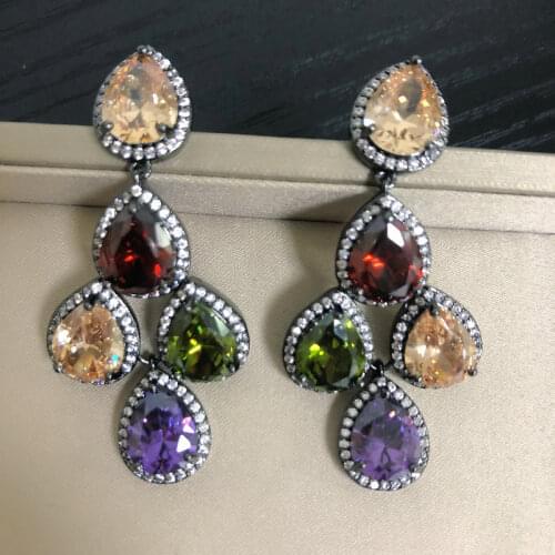 Bilincolor Light Purple Waterdrop Fashion Earrings for Women