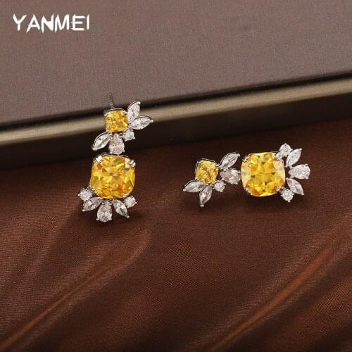 Noble Yellow Jewelry Earrings Elegant Luxury Geometric Jewelry for Women Flower Symmetry Fashion Classic Earring