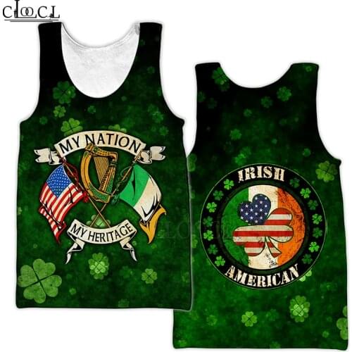 CLOOCL Newest Irish St.Patrick Day Tank Tops 3D Print Streetwear Male Fashion Sleeveless Sport Gym Tank Top Men Women Clothes
