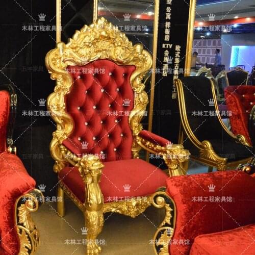 European carved dragon chair hotel entertainment club high back single sofa chair gold foil King chair