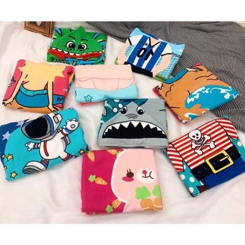 Factory Children Soft Beach Cloak Towel Kids Mermaid Shark Pattern Cartoon Hooded Bath Towels for Baby Boys Girls Christmas Gift