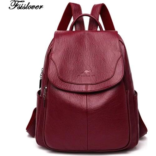 Женские кожаные рюкзаки FSISLOVER China At AliExpress