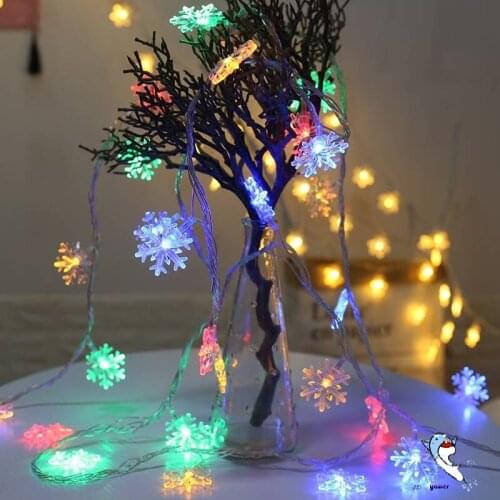 Snowflake String Lights LED Snow Fairy Garland Decoration for Christmas tree New Year Room Valentines day Battery Plug Operated