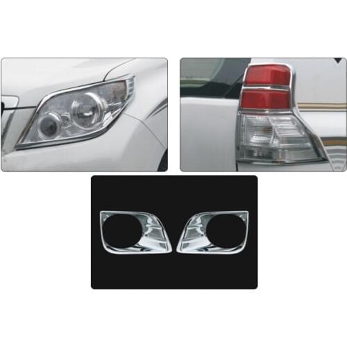 Hot ABS Chrome Front Rear Headlight Lamp Cover Trim Frame Rim Kit For Prado FJ150 2011 2012 2013 [QP187]