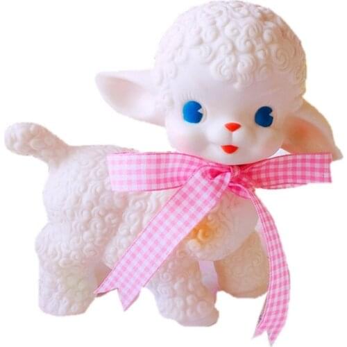 Classical Lamb Action Figures Adorable Sheep Toys Showa Bow Sheep Girl Sweet Heart Decoration Gift Kawaii Doll