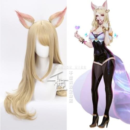 Cosplay LOL League of Legends KDA New Skin Ahri Kda Akali Rogue Assassin Evelynn Kaisa Costume Wigs Synthetic Hair + Wig Cap