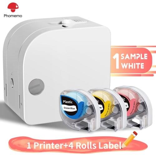 Phomemo P12 Label Maker Machine With 4 Rolls Plastic Label Tapes Compatible with iOS & Andriod Hand-held and battery-powered