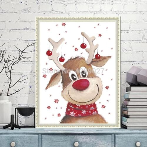 Cartoon Christmas Snow Deer 5D DIY Paint By Diamod Full Square Round Drill Diamond Painting Kits Pictures of Crystals Home Decor