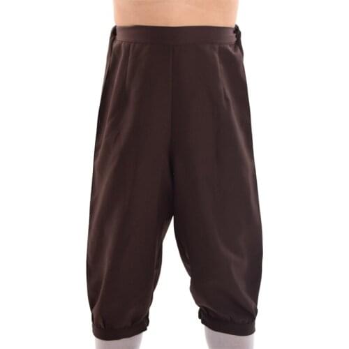 Men Medieval Trousers Black Vintage Victorian Cosplay Carnival Pirate Short Breeches Pants