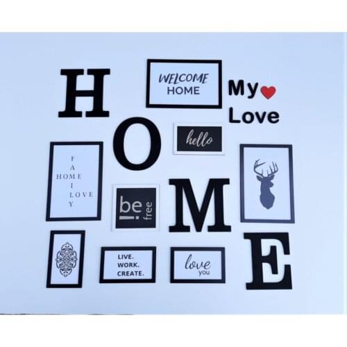 13 piece Lounge Wall Board Set (black-white)