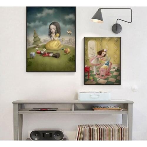 Wall Art Modular Doll Pictures Canvas Nicoletta Ceccoli Printed Girl Home Decor Fairy Tale World Posters Paintings For Office