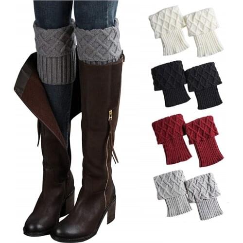 4pair Outdoor Sports In Autumn And Winter Womens Short Boots Socks Crochet Knitted Boot Cuffs Leg Warmers Socks
