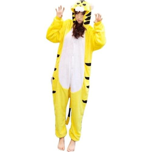 2020 New Adult Flannel Cosplay Costume Tiger Onesie Costumes For Unisex Create Dance Fancy Pajama Halloween Party
