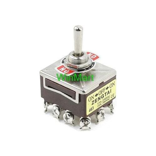 Panel Mount 4PDT 3 Position Latching Toggle Switch 15A 250VAC 10A 380VAC