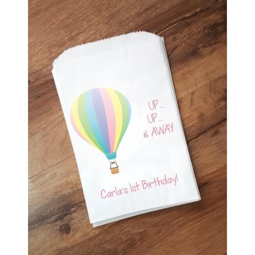Personalized Hot Air Balloon Birthday candy Buffet treat gift bar bags Baby Shower Bakery Cookie Favor popcorn pouches