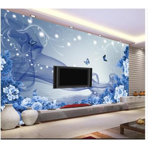 Custom photo wallpapers 3d wall murals wallpaper Dream blue peony Flower 3d TV setting wall wallpaper for living room decoration