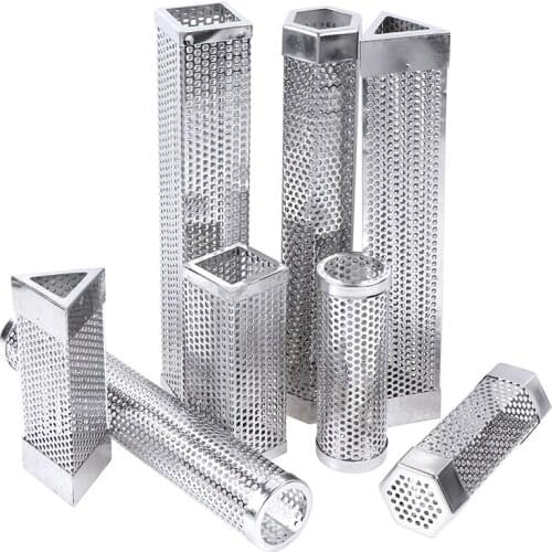 BBQ Stainless Steel Accessories Meshes Round Sqaure Perforated Mesh Smoker Tube Barbecue Grill Generator Smoker Filter Tool