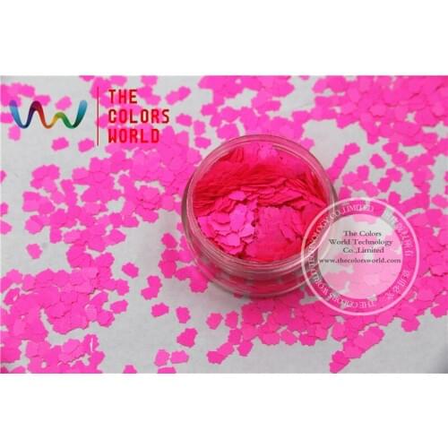 TCF502 solvent resistant Neon Shocking Pink Colors KT Cat Shape 5MM Size Glitter for nail,tatto,Art decoration nail gel