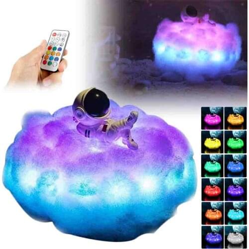 RGB Rainbow Clouds Astronaut Lamp With Remote Children Kids Night Light Modern Creative Kids Gift For Birthday Party Christmas