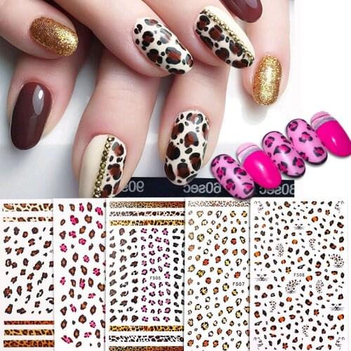 Self-adhesive Leopard print Snake pattern nail sticker decals for nail art decorations fake nails accessoires tool