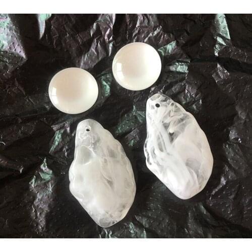 5pcs Unique Full Resin White Irregular Drop Earring Charms Diy Jewelry Findings Fashion Necklace Pendant Women Earrings Make F4