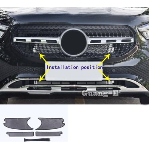 Car Grille Insect Screening Mesh Front Grille Net Cover Screen Netting Stainless Steel 4pcs For Mercedes Benz GLA 2020 2021