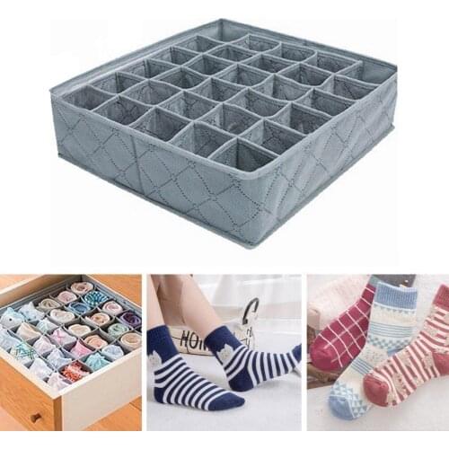 Charcoal Non-woven Fabric Foldable Storage Box Underwear Bra Necktie Drawe Panties Organizer Socks X9J7