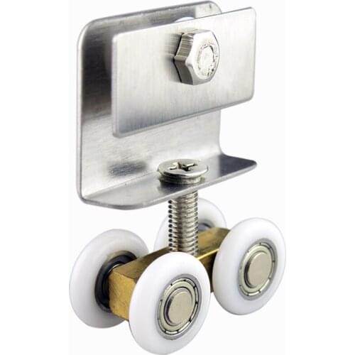 Bathroom Glass Sliding Door Rollers Shower Room Glass Door Hanging Pulley Copper Bearing 4 Nylon Wheels Bathroom Hardware Parts
