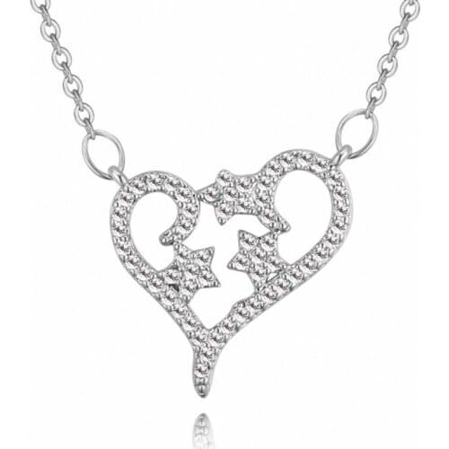 TONGKWOK Element AAA Zirconia Micro Inlays Fashion Heart Tassel Pendant 3 Color Necklace For Women Valentines Gift 130987