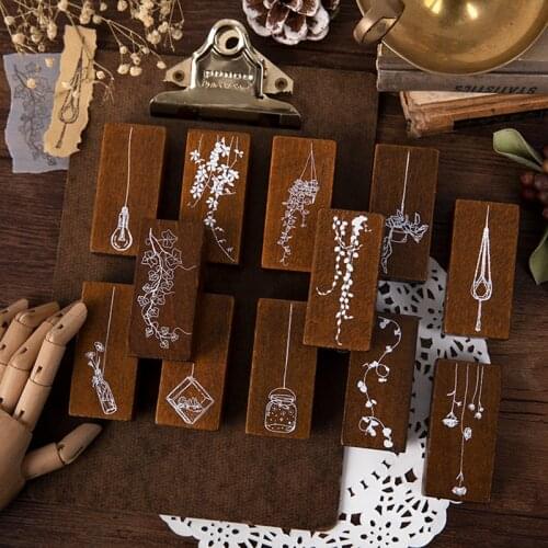 1pc Vintage leaf vine plant flowers Bulb stamp DIY wooden rubber stamps for stationery scrapbooking standard stamp