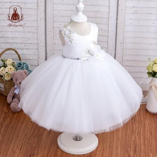 Yoliyolei Flower Girl Dress Fairy Ball Gown Layers Tulle Wedding Party Kids Clothing Wear Slim Top Quality Little Children Dress