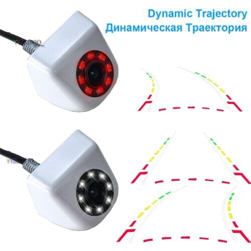 YYZSDYJQ Car Rear View Camera Dynamic Trajectory Reversing Parking Line LED Infrared Night Vision Parking Video White Color