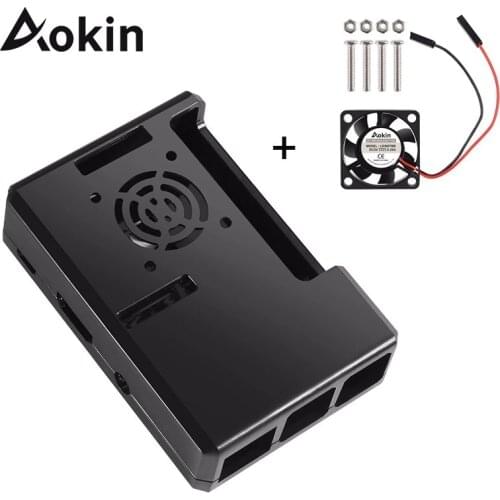 Aokin For Raspberry Pi 4 3 3B Plus Case ABS Protective Shell Removable Case With Cooling Fan For Raspberry Pi 3 B+/3/2/ B