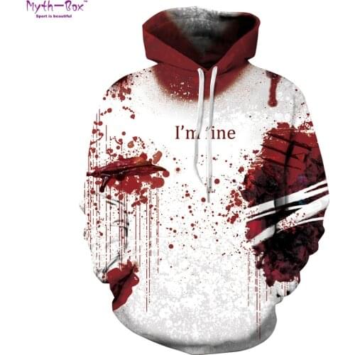 Women/Mens Sports Hoodies Bloodstain Knife Wound 3D Print Athleisure Loose Sweatshirts Long Sleeve Running Hoody Hooded Sweater