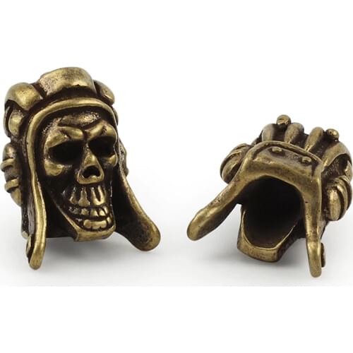 1pcs Pilot Skeleton Knife Beads Umbrella Rope EDC Lanyard Copper Skull Paracord Bead