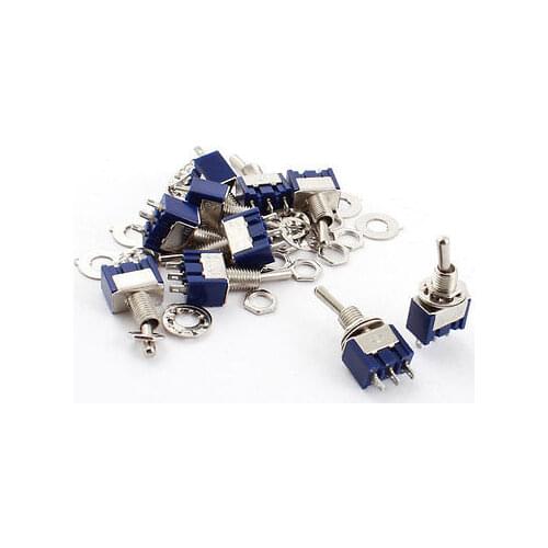 10Pcs AC 125V 6A Rocker Type SPDT Latching 3 Terminals Toggle Switch