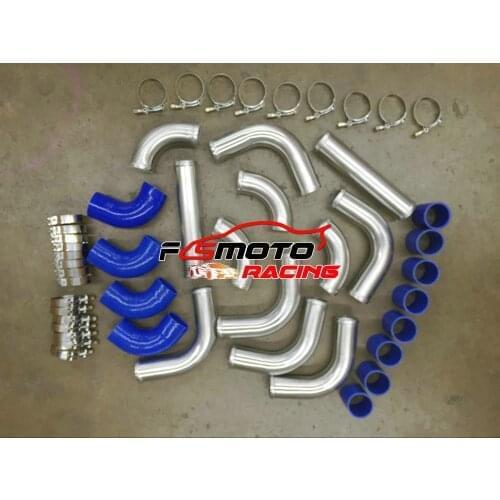 12PCS 76mm 3" PIPE Aluminum Universal Intercooler Turbo Piping + T-Clamp + Silicone Hose Tubo Tuyau SIZE :RED/BLUE/BLACK