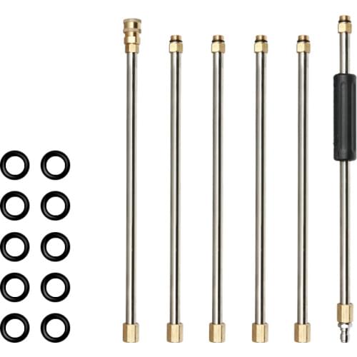 6pcs High Pressure Car Wash Water Gun Extension Rod O-Ring Extension Wand Set Rod Car Wash Lance Pressure Washer Quick Connect